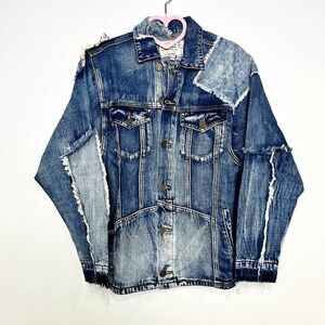 Free People X Sandrine Rose NWT Patchwork Denim Jean Trucker Jacket LA70 Size XS